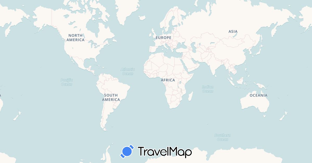 TravelMap itinerary: driving in Angola, American Samoa, Brazil, Belize, Côte d'Ivoire, Cook Islands, Chile, Cameroon, Colombia, Costa Rica, Cape Verde, Dominican Republic, Ecuador, Fiji, Ghana, Guinea, Equatorial Guinea, Guyana, Honduras, Indonesia, India, Sri Lanka, Liberia, Myanmar (Burma), Montserrat, Maldives, Mexico, Mozambique, Namibia, New Caledonia, Nicaragua, Panama, Peru, French Polynesia, Papua New Guinea, Pitcairn Islands, Solomon Islands, Seychelles, East Timor, Tanzania, Saint Vincent and the Grenadines, British Virgin Islands, Vanuatu, Wallis and Futuna, Samoa, South Africa (Africa, Asia, North America, Oceania, South America)